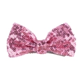 Pink sequin 4-inch bow hair clip for girls with a shiny metallic finish and duckbill grip - Peach Pink