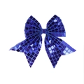 Barrette à cheveux avec nœud en paillettes bleu marine et motif à carreaux - Bleu foncé