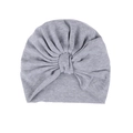 Medium gray newborn turban hat with twist knot design made of soft cotton fabric - One Size / Gray