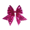 Sparkly hot pink sequin bow hair clip with checkered pattern for girls party - Deep Pink