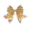 Sparkling gold sequin hair bow clip with a metallic glitter finish for girls - Gold Yellow