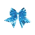 Sparkly blue sequin bow hair clip for girls with mosaic mirror effect and bright finish - Light Blue