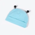 Gorro suave azul cielo para bebé con lindos pompones negros para niños de 6 a 24 meses - Azul