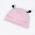 Gorro de punto rosa para bebé con pompones negros para niños de 6 a 24 meses - Rosa