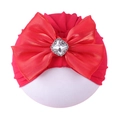 Turbante neonato rosso vibrante con un grande fiocco di seta e un centro di diamanti lucenti - Solo Cappello / Rosso
