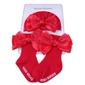 Coffret cadeau nouveau-né avec bandeau à nœud strass rouge et chaussettes en coton - Bonnet Et Chaussettes / Rouge