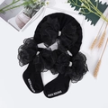 Ensemble bandeau et chaussettes en coton noir pour enfants avec nœuds en dentelle - Noir
