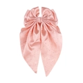 Elegant light pink satin double bow hair clip with sparkling rhinestones decoration - Nude