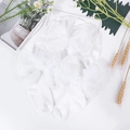Ensemble bonnet turban et chaussettes pour bébé blanc avec nœuds en dentelle et perles - Blanc