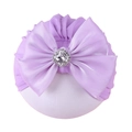 Bonnet turban bébé lavande en coton avec grand nœud en satin et détail en strass brillant - Chapeau Seul / Violet