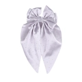 Lavender satin oversized double bow hair clip with sparkling rhinestones and long ribbons - Silver Grey
