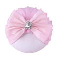 Bonnet turban rose pour bébé avec grand nœud en satin et détail de strass brillant - Chapeau Seul / Rose