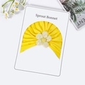 Bonnet à nœud jaune pour nouveau-né avec détail de fleur à paillettes sur carte - Bonnet Uniquement / Bonnet Jaune