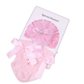 Set aus rosa Spitzenblumen-Stirnband und Söckchen mit Satinschleife für Neugeborene - Rosa Mützen- und Socken-Set