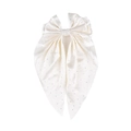 Barrette nœud en satin crème avec strass scintillants et longs rubans élégants - Blanc Cassé