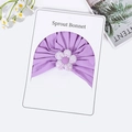 Béret bébé violet en coton avec fleur à paillettes sur carte d'affichage - Bonnet Uniquement / Chapeau violet