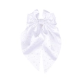 Barrette à nœud géant en satin blanc avec strass brillants et de longs rubans élégants - Blanc