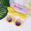 Kids lemon print headband and yellow daisy sunglasses set for girls accessories - Lemon Print And Daisy Sunglasses / Yellow