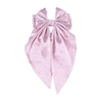 Barrette à cheveux à long ruban de satin rose avec strass brillants pour femme - Pierre Lilas