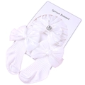 Ensemble bébé en coton blanc avec bandeau à nœud en dentelle et chaussettes à strass - Ensemble de papier cartonné / Blanc