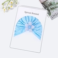 Bonnet turban bébé bleu clair avec fleur à carreaux et paillettes sur carte - Bonnet Uniquement / Chapeau Bleu