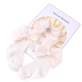 Coffret bébé chaussettes et bandeau beige en coton avec grands nœuds en satin et strass - Ensemble de papier cartonné / Poche zippée