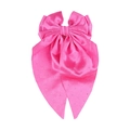 Nœud de cheveux géant en satin rose vif avec des strass brillants et de longs rubans - Rouge Rose