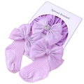 Ensemble bébé en coton lilas avec bandeau et chaussettes ornés de grands nœuds satinés - Ensemble de papier cartonné / Violet
