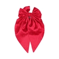 Barrette à cheveux long ruban en satin rouge ornée de strass brillants pour femme - Rouge