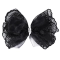 Pinza para el pelo de encaje negro hecha a mano con perlas para niñas estilo vintage - Negro