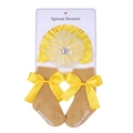 Newborn yellow lace flower hat and bow socks set with sparkling rhinestone detail - Yellow Hat and Socks Set