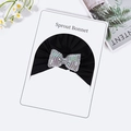 Cuffietta nera in cotone per neonati con fiocco di paillettes argentate su cartoncino - Solo Cappello / Nero