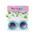 Set fascia con stampa kiwi e occhiali menta con margherite per bambine - Kiwi