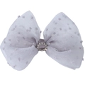 Fermaglio per capelli con fiocco a pois in mesh e anello centrale di strass per bambina - Grigio