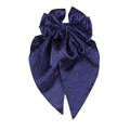 Barrette à gros nœud en satin bleu marine avec strass brillants et rubans pendants - Bleu Marine