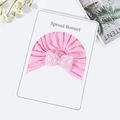 Cuffietta per neonati in cotone rosa con fiocco di paillettes su cartoncino - Solo Cappello / Rosa