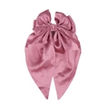 Pince à cheveux élégante en satin à double nœud rose poudré avec strass brillants - Lilas Foncé