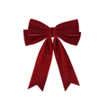 Elegante fermaglio per capelli in velluto rosso scuro con fiocco e design a coda di rondine - Stile Fiocco Rosso Tinta Unita / Farfalla Rossa