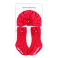 Set neonato rosso con cuffia e calzini, decorazioni floreali e perle, 0-12 mesi - Calze Lunghe / Rosso