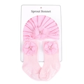 Set rosa neonato con cappellino e calzini, fiori 3D e perle per bimbi 0-12 mesi - Calze Lunghe / Rosa