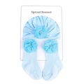 Set azzurro con cappello a turbante e calze a coste con fiori in chiffon e perline - Calze Lunghe / Blu