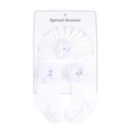 Ensemble bonnet et chaussettes blanches pour nouveau-né avec fleurs et perles 3D - Chaussettes Longues / Blanc