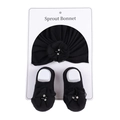 Ensemble turban et chaussettes noir pour bébé avec fleurs en tulle et perles - Chaussettes Courtes / Noir