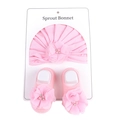 Ensemble bonnet et chaussettes rose pour bébé avec fleurs 3D et perles - Chaussettes Courtes / Rose