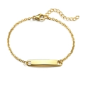 Adjustable minimalist gold-plated stainless steel chain bracelet with curved id bar tag - Curved Bar Style (S-B520) / Gold