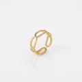 Minimalist gold-plated titanium steel chain ring with elegant twisted rope texture - Gold (SFLR404)