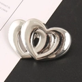 Pasador de pelo de doble corazón plateado pulido con un diseño elegante hueco - Plateado
