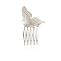 Eleganter silberner Schmetterlings-Haarkamm mit hohlen Flügeln und Metalleinsatzkamm - Silber