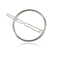 Fermaglio per capelli circolare in metallo argentato minimalista con grande anello a O - Grande / Argento