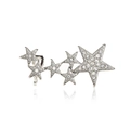 Élégantes boucles d'oreilles clips argentées avec cristaux et design incurvé à cinq étoiles - Ton Argent (Pièce Unique)